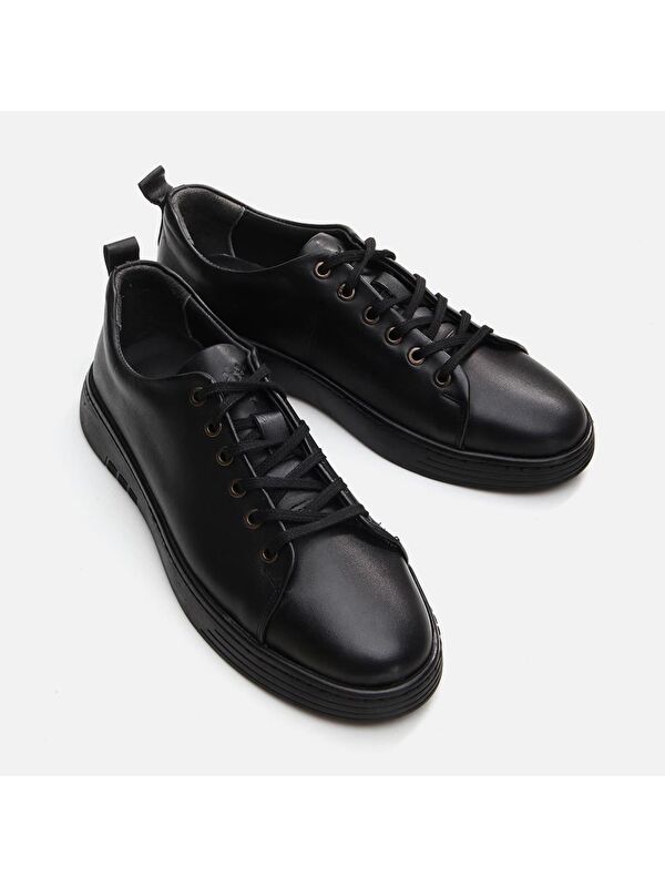 Hakiki Deri Siyah Erkek Günlük Ayakkabı - Görsel 6