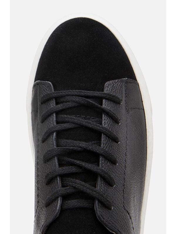 Erkek Deri Siyah Hafif Tabanlı Spor Ayakkabı - Görsel 6