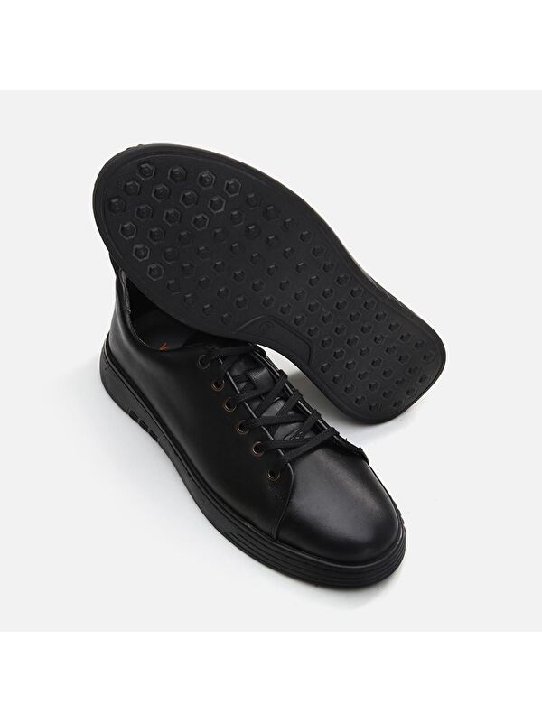 Hakiki Deri Siyah Erkek Günlük Ayakkabı - Görsel 9