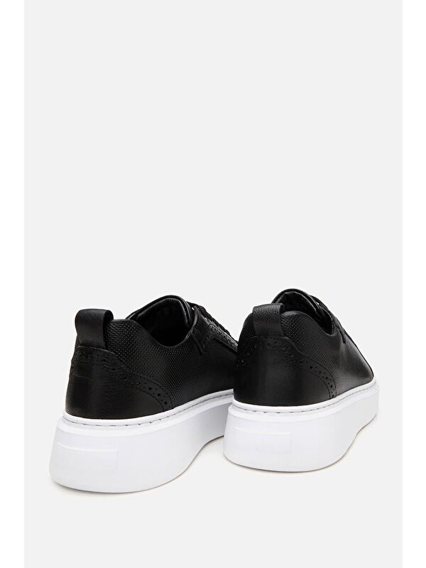 Erkek Deri Siyah Hafif Tabanlı Spor Ayakkabı - Görsel 8