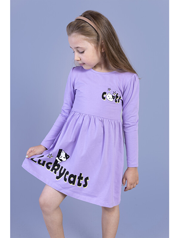 Toontoykids Kız Çocuk Baskılı Elbise