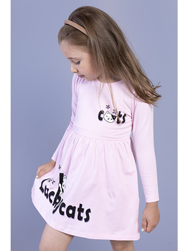 Toontoykids Kız Çocuk Baskılı Elbise