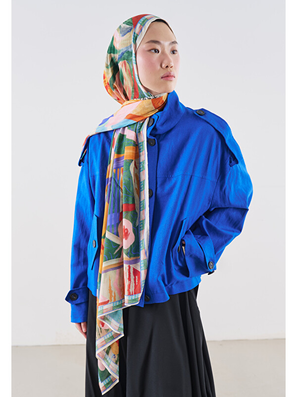 Fresh Scarfs Floral Fiesta Desen Rami Viskon Şal Yeşil