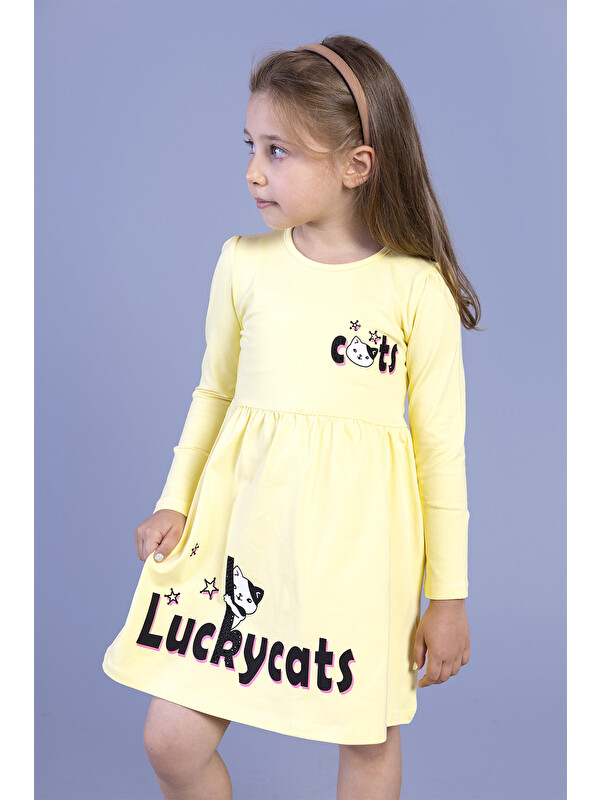 Toontoykids Kız Çocuk Baskılı Elbise