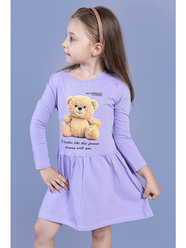 Toontoykids Kız Çocuk Ayıcık Baskılı Elbise