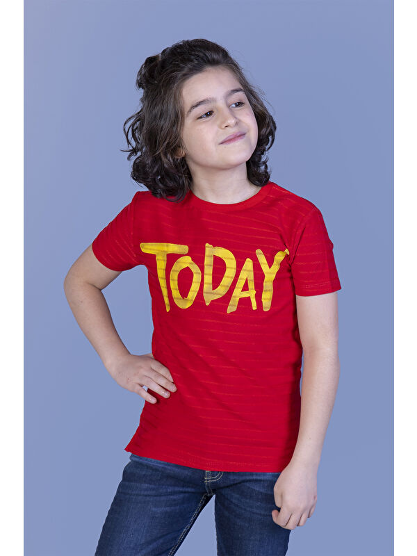 Toontoykids Erkek Çocuk Örgü Kumaş Detaylı Today Baskılı Tişört