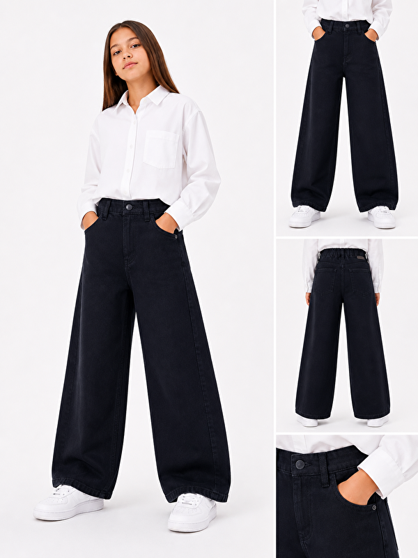 ajn kids Wideleg Kız Çocuk Jean Pantolon