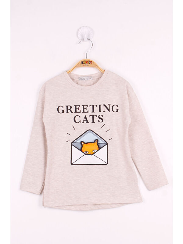 Toontoykids Kız Çocuk Kedi Baskılı T-Shirt