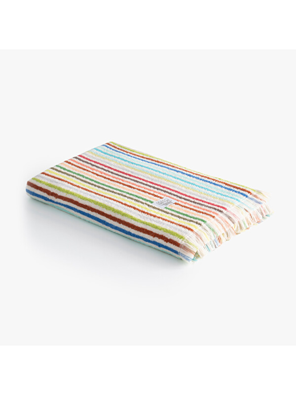 Green Black Stripe Sunset Plaj Havlusu Renkli