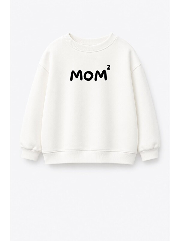 Monila Unisex Çocuk Anne Baskılı 3 İplik Kumaş Pamuklu Sweatshirt