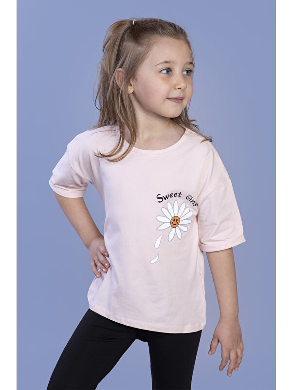 Toontoykids Kız Çocuk Papatya Desenli Sweet Girls Baskılı Tişört
