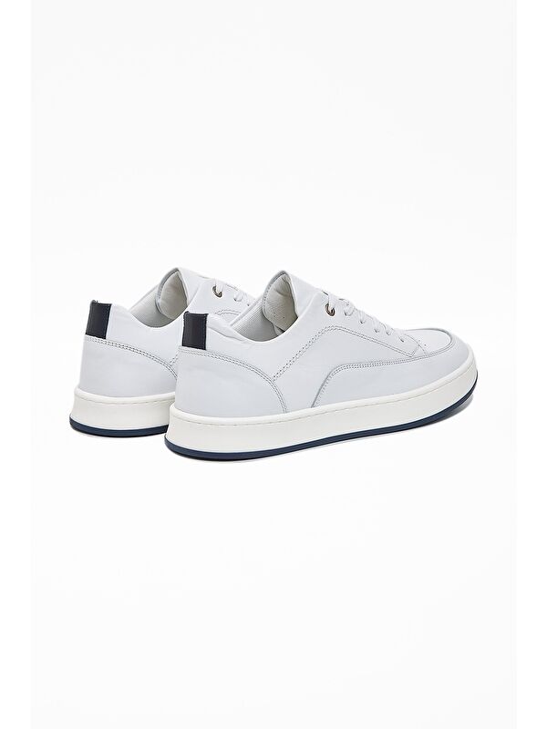 Beyaz Hakiki Deri Bağcıklı Termo Taban Casual Ayakkabı 1033240154 - Görsel 4