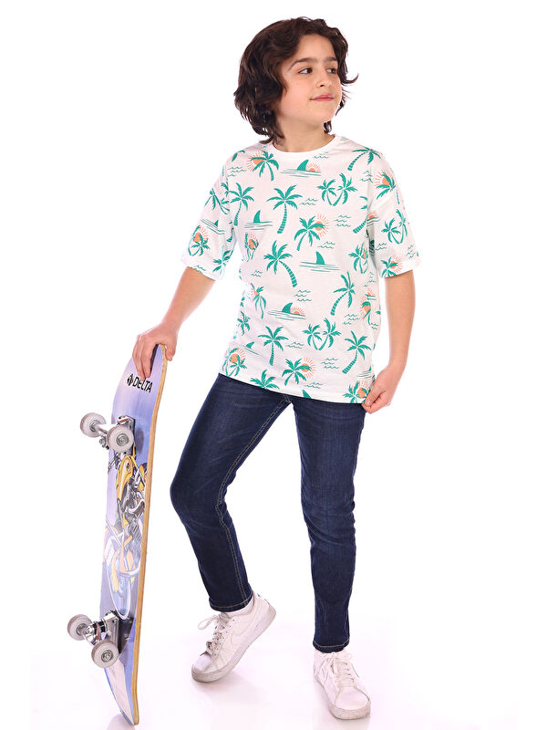 Toontoykids Erkek Çocuk Palmiya Ağacı Baskılı Tişört