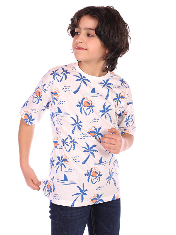 Toontoykids Erkek Çocuk Palmiya Ağacı Baskılı Tişört