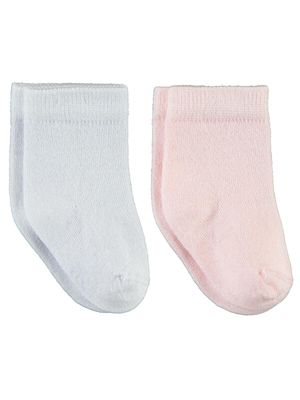 Civil Bebek 2'li Bambu Çorap Set 6-18 Ay Beyaz-Pembe