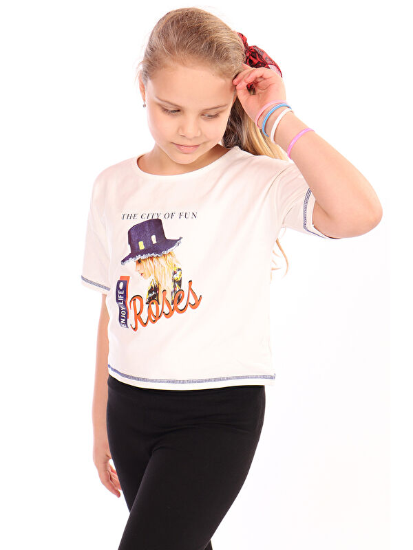 Toontoykids Kız Çocuk Roses Yazı Baskılı Tişört