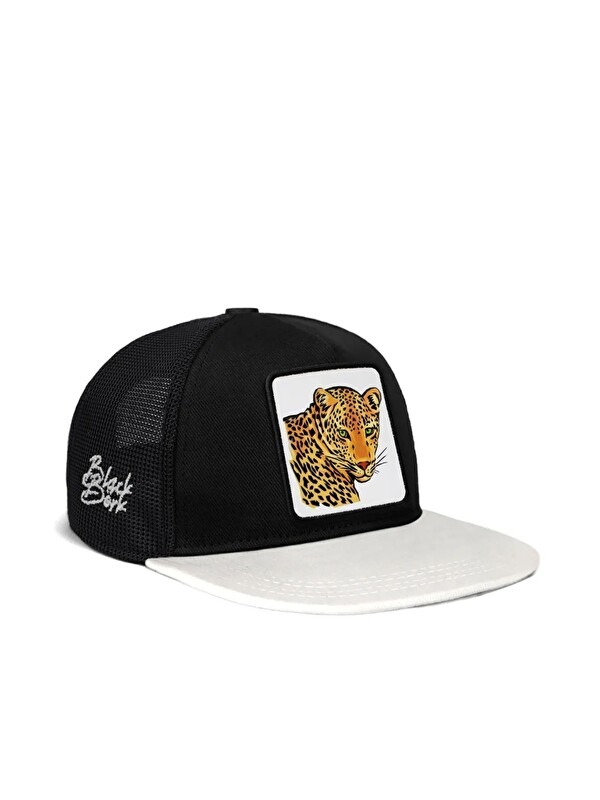 BlackBörk Hip Hop Kids Jaguar Logolu Beyaz-Siyah Çocuk Trucker Şapka