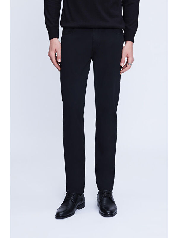 Hatemoğlu Siyah Regular Fit 5 Cep Pamuklu Kanvas Erkek Pantolon