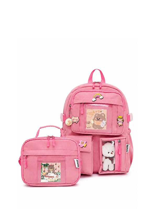 Wia Kawaii Kore Tarzı Ayıcıklı İlkokul ve Beslenme Çantası