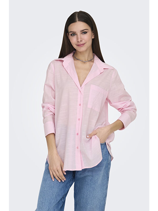 Only Onlsalina Pamuklu Regular Fit Klasik Yaka Tek Cepli Gömlek 15335255