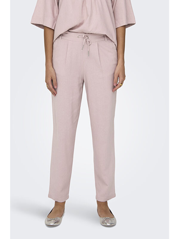 Only Onlcaro-Poptrash Keten Karışımlı Comfort Fit Normal Bel Düz Paça Pantolon 15278710