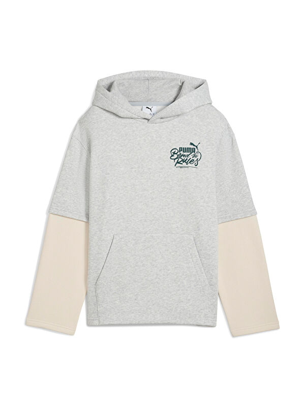 Puma Mid 90s Layered Çocuk Gri Kapüşonlu Sweatshirt