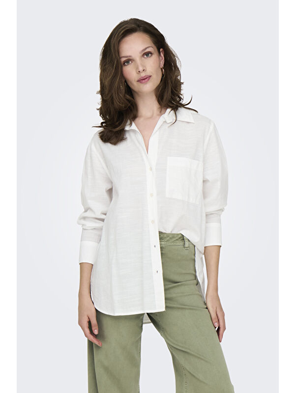 Only Onlsalina Pamuklu Regular Fit Klasik Yaka Tek Cepli Gömlek 15335255