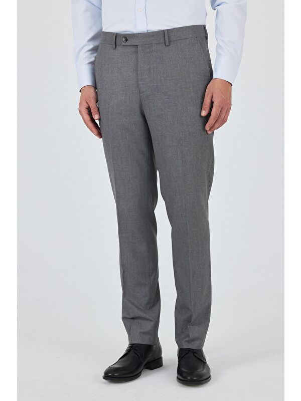 İMZA Gri Esnek Yandan Cepli Comfort Fit Classic Pantolon 1003250154