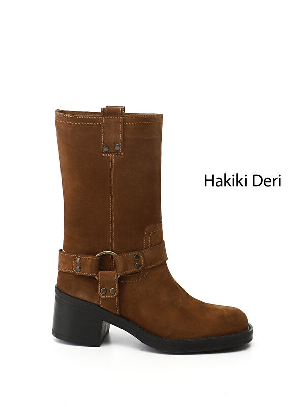 Gonderi(r) Kahverengi Gonderi(r) Kalin Kadın Topuklu Hakiki Deri Çizme