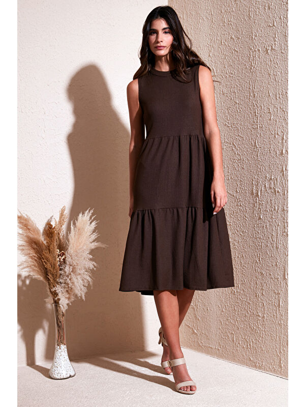 Lela Regular Fit Kolsuz Midi Kadın Elbise 5869008