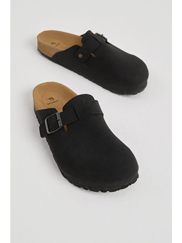 Tonny Black Siyah Tonny Black Kalin Poli Erkek Taban Tokalı Önü Kapalı Terlik