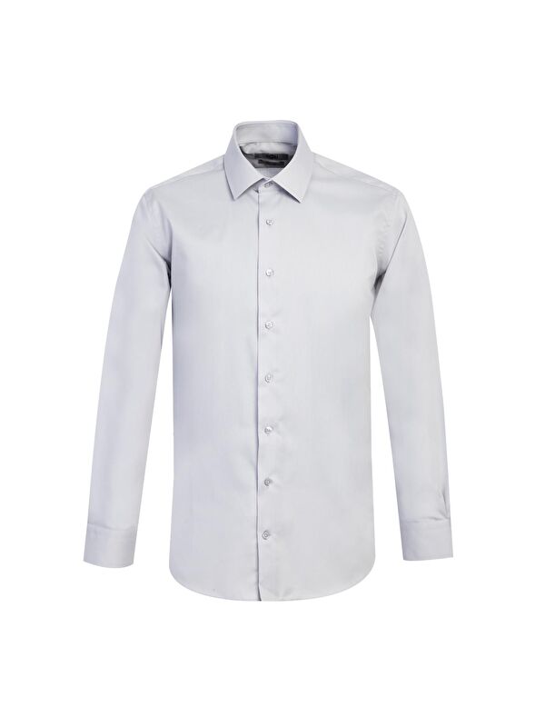 Kiğılı Uzun Kol Slim Fit Dar Kesim Klasik Non Iron Saten Pamuklu Büyük Beden Gömlek