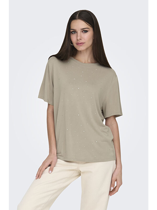 Only Onlfree Taşlı Regular Fit Bisiklet Yaka T Shirt 15343270