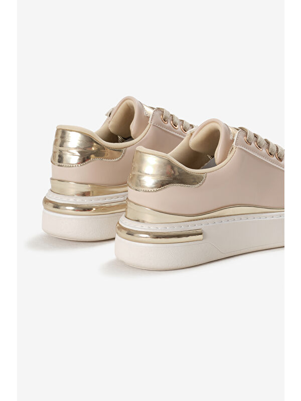 Tonny Black Bej Tonny Black Kalin Poli Kadın Taban Altın Detaylı Bağcıklı Spor Ayakkabı