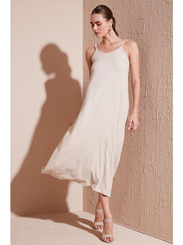 Lela Regular Fit İp Askılı Uzun Kadın Elbise 5865732