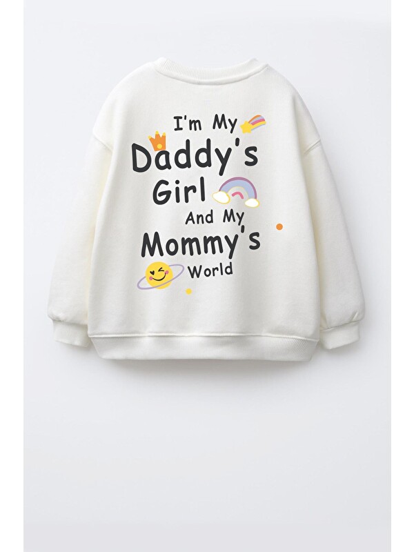 Monila Kız Çocuk 3 İplik Kumaş Pamuklu Sırt Baskılı Sweatshirt
