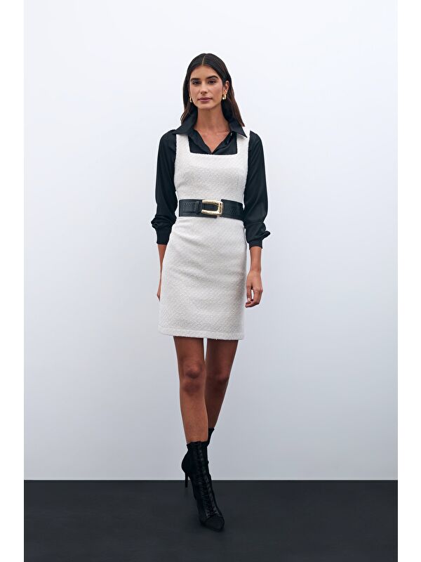 SATEEN Mini Tüvit Elbise - Taş