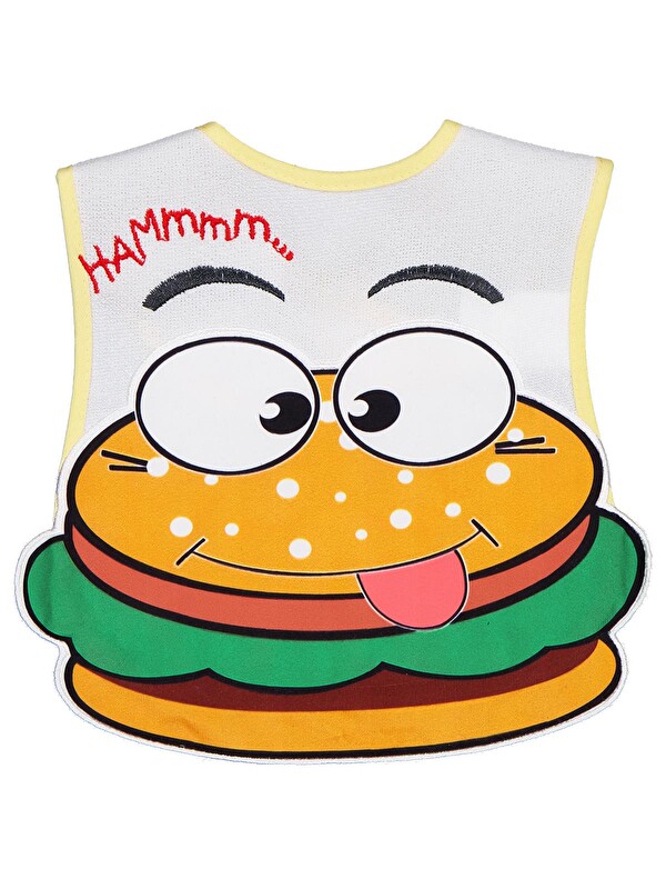 Civil Baby Hamburger Baskılı Mama Önlüğü - Ekru Standart