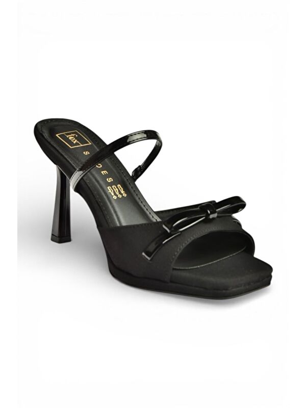 Fox Shoes Siyah Kadın Topuklu Terlik Y518710204