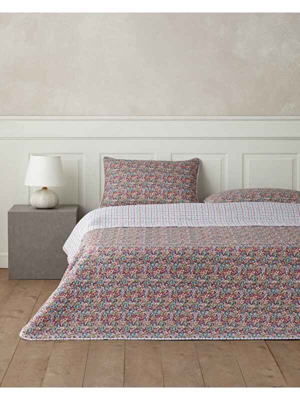 English Home Cherry Plaid Çift Kişilik Yatak Örtüsü Takımı 200x220 cm Fuşya
