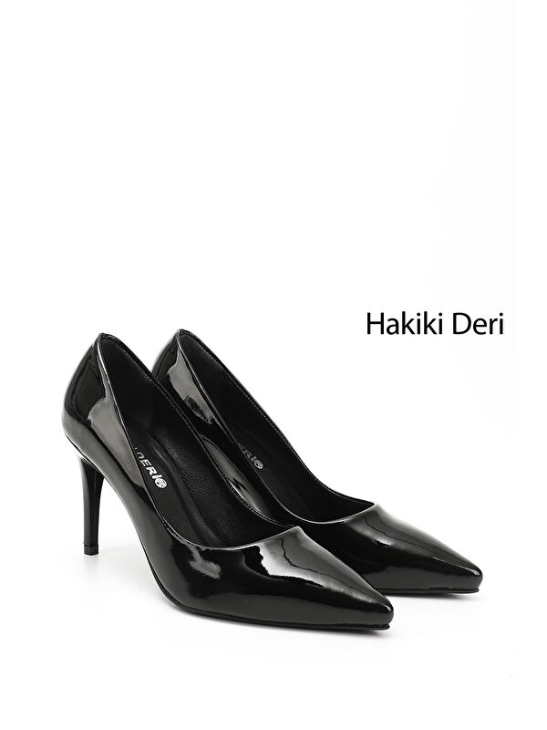 Gonderi(r) Bej Gonderi(r) Sivri Burun Kadın İnce Topuklu Hakiki Deri Stiletto