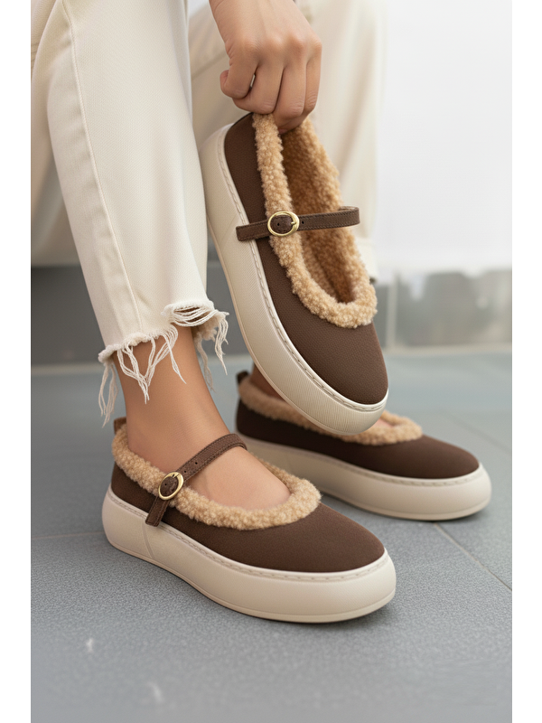 Fox Shoes Kahverengi Kadın Kışlık Babet Ayakkabı V811269502