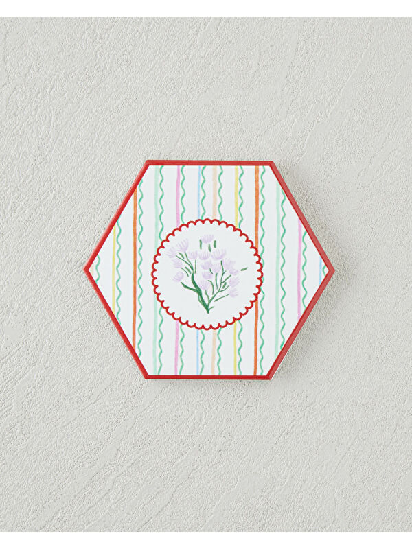 English Home Floral Stripe Seramik Bardak Altlığı 11 cm Renkli