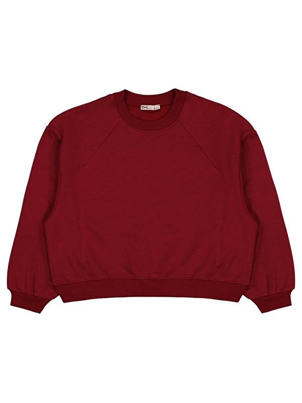 Civil Girls Düz 10-13 Yaş Sweatshirt - Bordo 12-13 Yaş