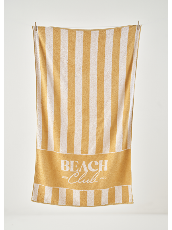 Bella Maison %100 Pamuk Beach Clup Plaj Havlusu Hardal (90x150 cm)