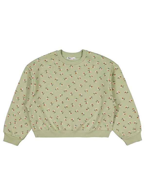 Civil Girls Çıtır Çiçek Desenli 10-13 Yaş Sweatshirt - Haki 10-11 Yaş