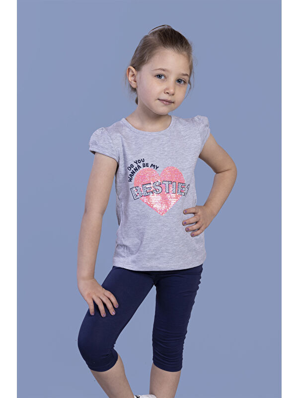 Toontoykids Kız Bestie Baskılı Pul İşlemeli Taytlı Takım