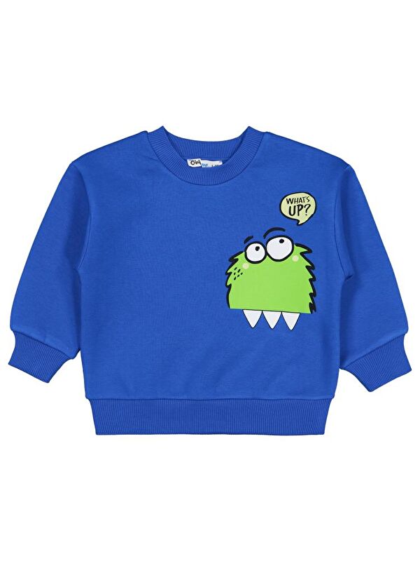 Civil Boys Monster Basklı 2-5 Yaş Sweatshirt - Mavi 3-4 Yaş