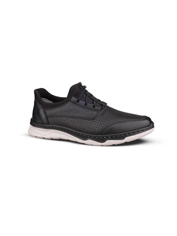Erkek Günlük Ayakkabı - Siyah, Deri - Görsel 2