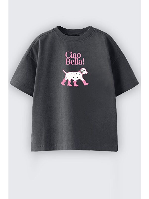 Monila Kız Çocuk Köpek Baskılı Tshirt